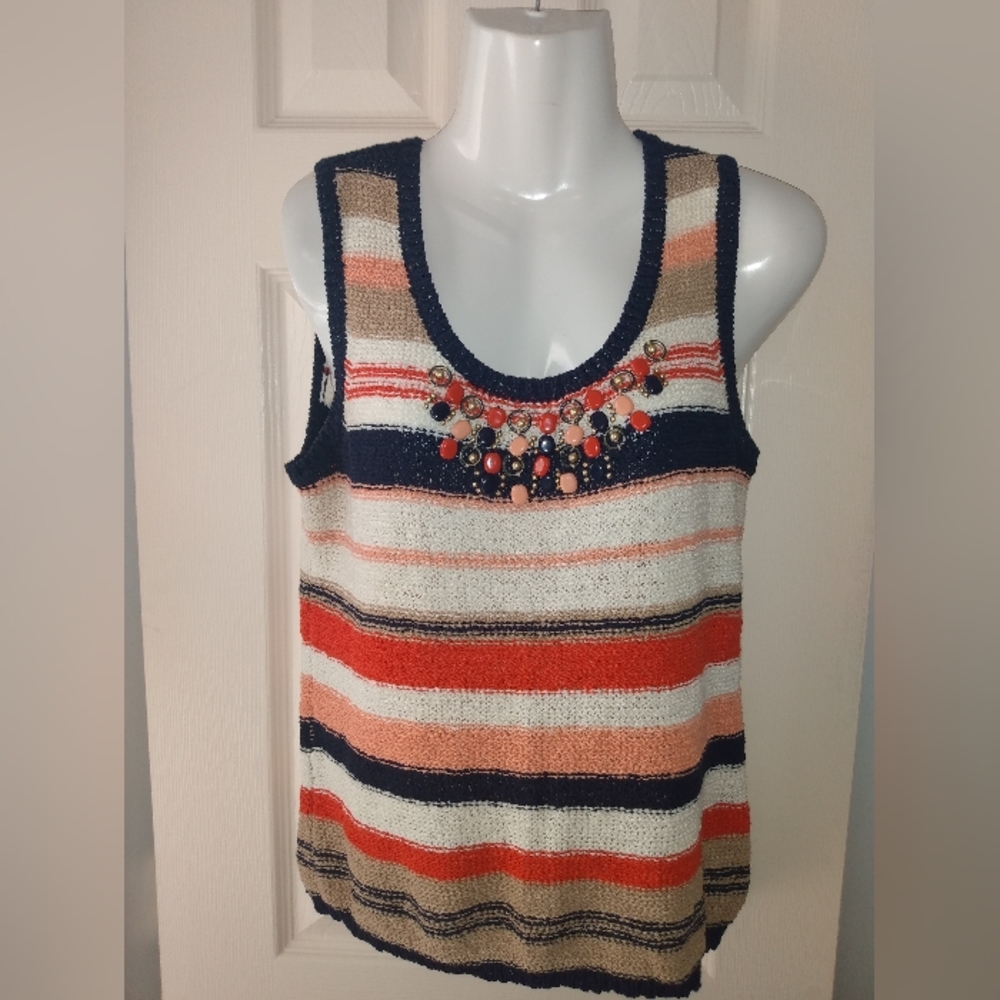 Ruby Rd. | Sleeveless Embellished Knit Sweater Vest Medium